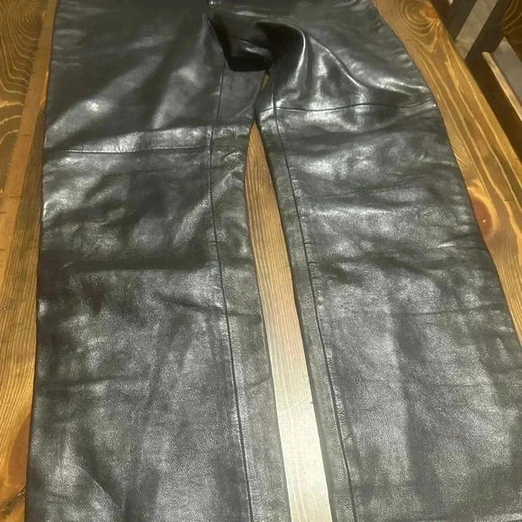 Vintage 90s Hugo Buscati Women’s Genuine Leather Bootcut Pants Size 10 - Picture 7 of 11